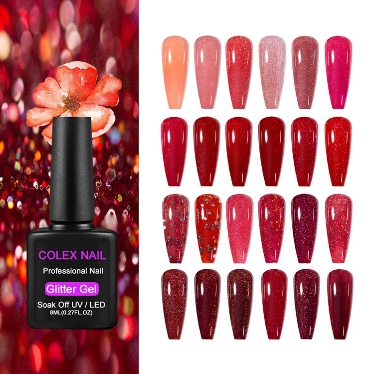 8ml Red Glitter Gel Polish Gift