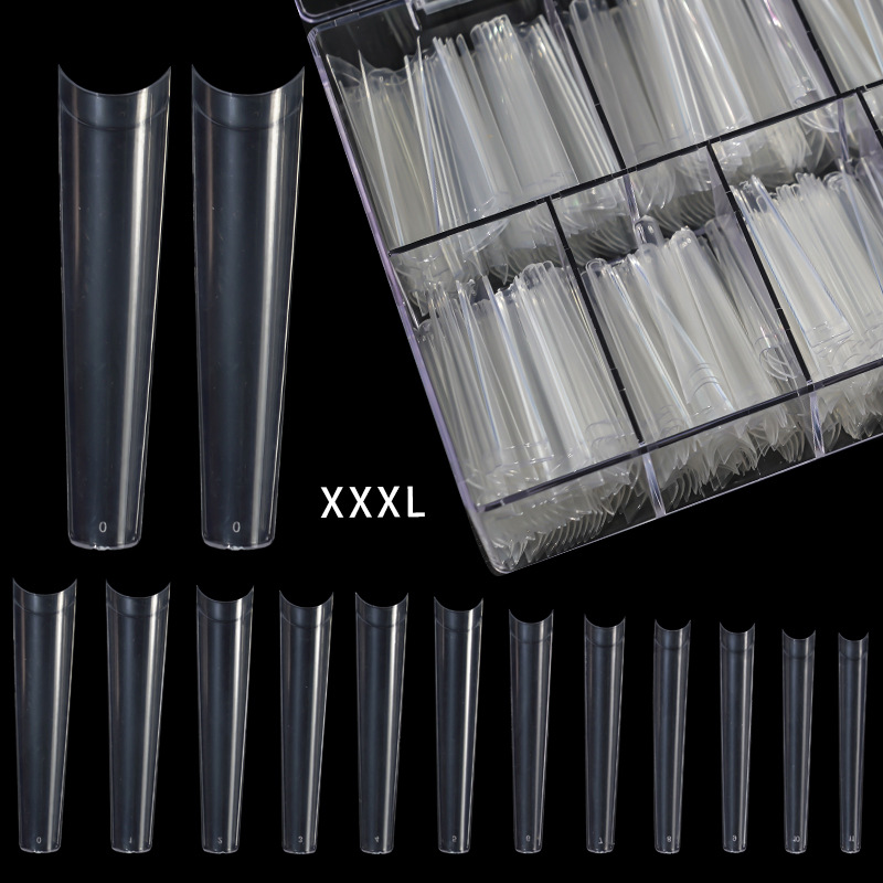 Long Clear Coffin Nails Tips