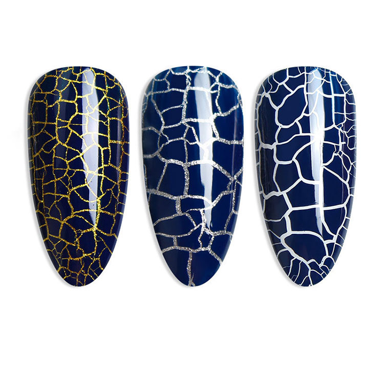 Sliver and Golden Primer Crack Gel Polish
